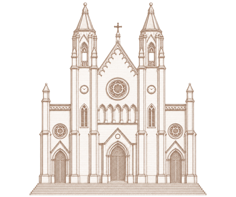 Line drawing of the Parish Church of Our Lady of Mount Carmel